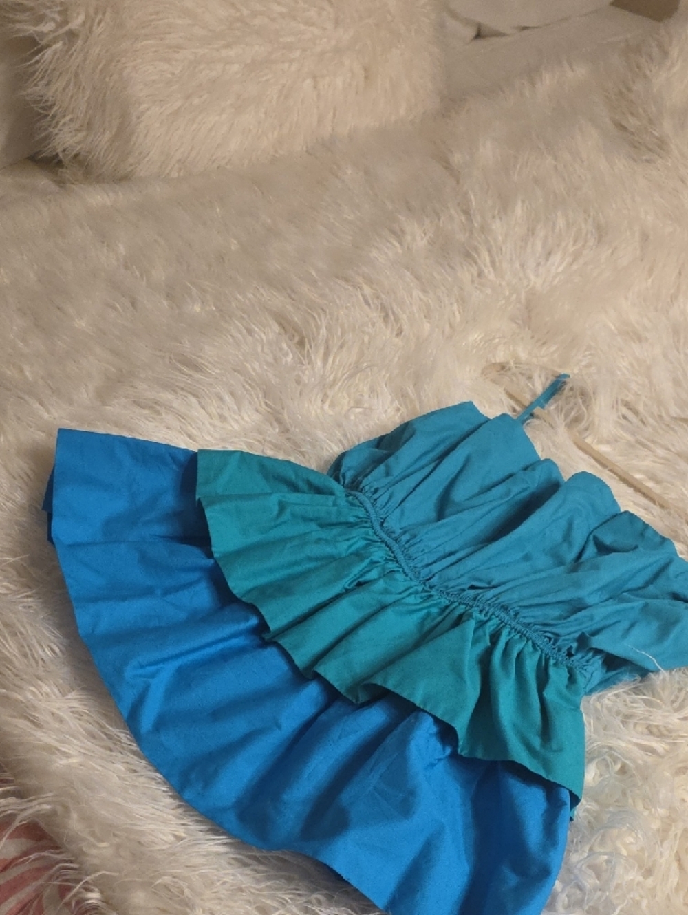 Milly Naiomi Cotton 3 Color Tiered Ruffled Peplum Spaghetti Strap Top  S - Picture 6 of 16